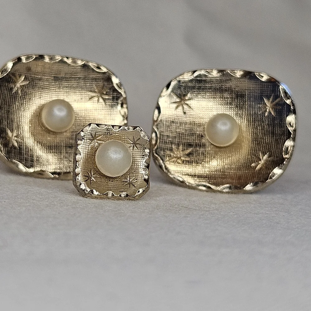 Gold and Pearl Cuff Links